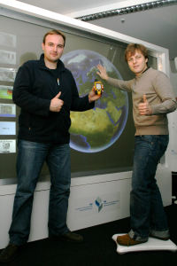 Johannes Schning (links) und Thomas Bartoschek vom Sieger-Team des ifgi.