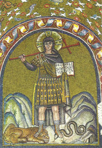 Christus als Krieger (Mosaik / Ravenna, Museo Arcivescovile)