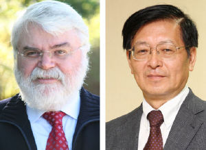 Die beiden Sprecher des Graduiertenkollegs: Prof. Dr. Gerhard Erker (links) und Prof. Dr. Kazuyuki Tatsumi