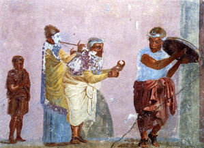 Wandmalerei aus Stabiae. Datiert Ende des ersten Jahrhunderts nach Christus