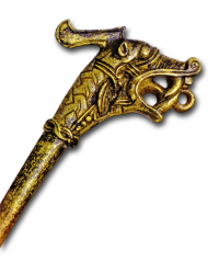 Nadel mit plastisch ausgearbeitetem Tierkopf (10./11. Jahrhundert) aus dem Wikinger-Museum Haithabu