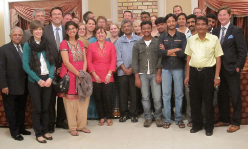 Die Mitglieder des Graduiertenkollegs feierten den Auftakt gemeinsam mit Repräsentanten der DFG sowie Rektoratsvertretern der WWU und der Universität Hyderabad.
