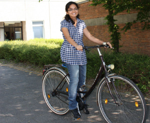 Sruthi Polali nutzt begeistert das Fahrrad, um Mnster zu erkunden.