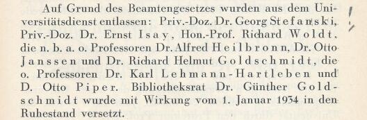 Chronik der Universität Münster 1932/33, S. 31 (Auszug)