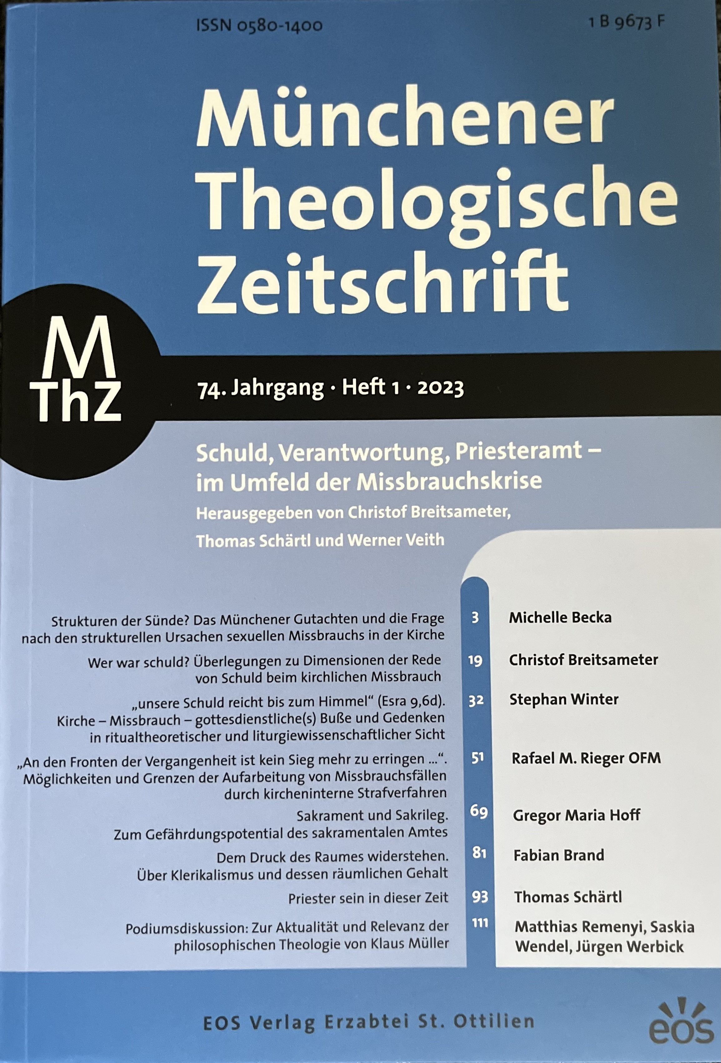 Cover der Münchener Theologische Zeitschrift