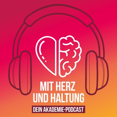 Cover des Akademiepodcasts. Bild eines Kopfhörers auf rotem Grund. 