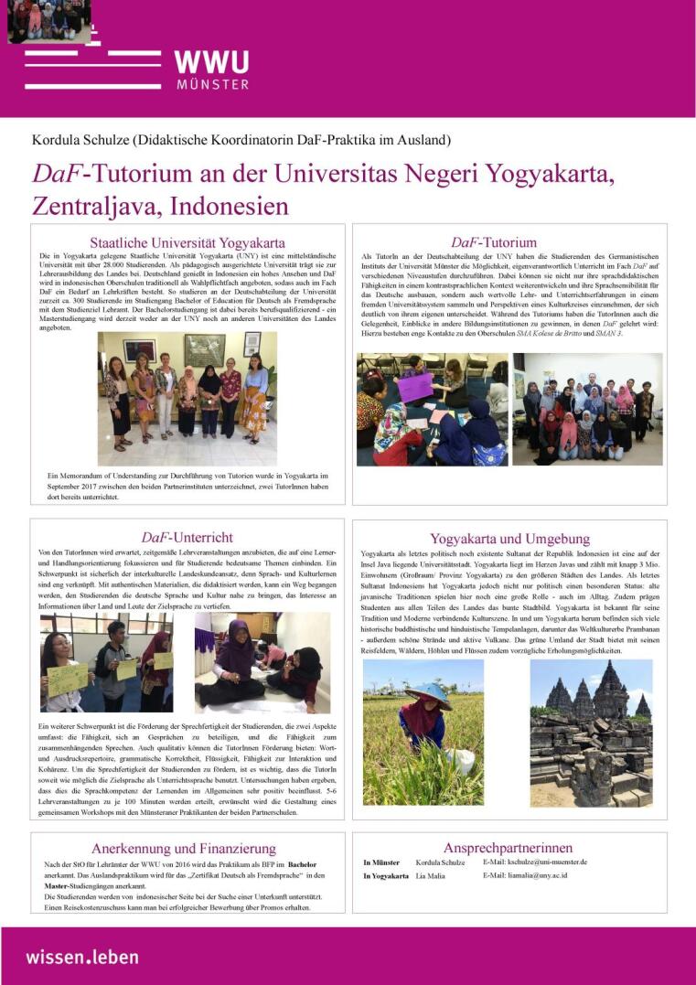 Praktikumsbeschreibung des DaF-Tutoriums an der Universitas Negeri in Yogyakarta