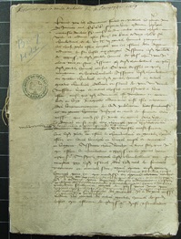 Entwurf der Zusatzordonnanz von 1472 mit eigenhändigen Korrekturen Karls des Kühnen (Lille, ADN, B3376, 113.547)