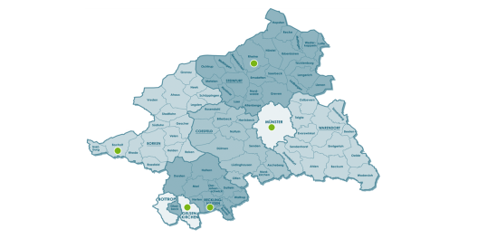 Karte des Regierungsbezirks Münster, der Ausbildungsregion für das Praxissemester