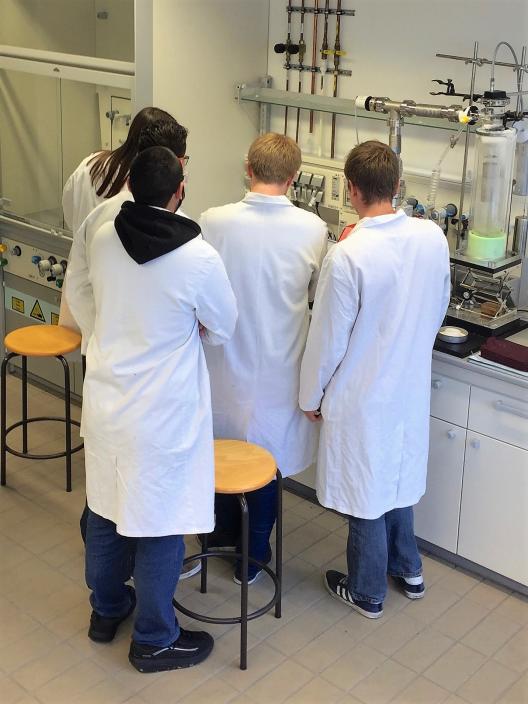 instruction of students in the lab