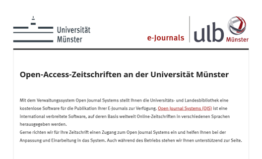 E-Journal platform of the University of Münster