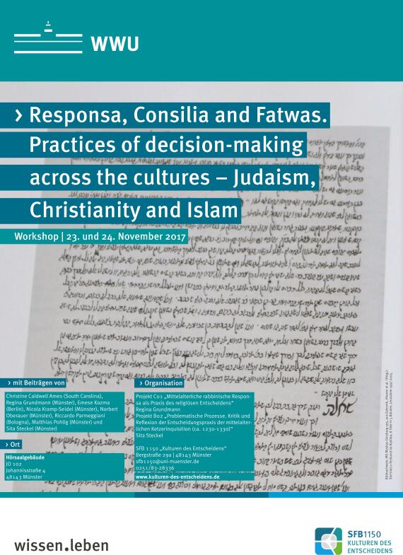 Plakat des Workshops "Responsa, Consilia and Fatwas"