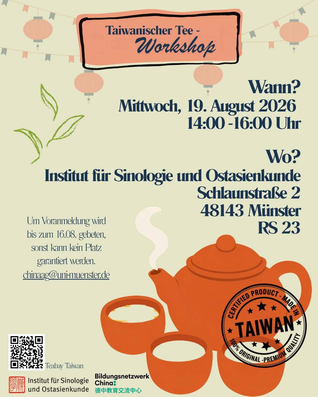 Taiwanischer Tee-Workshop, 19. August 2026