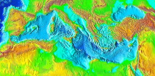Reliefkarte des Mittelmeers