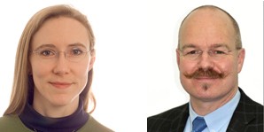 Dr. Carolyn van der Bogert und Prof. Dr. Harald Hiesinger<address>© WWU/Frank Bartschat</address>