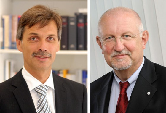 Prof. Dr. Jörg Becker (links) und Prof. Dr. Dr. h.c. <b>Klaus Backhaus</b>. © WWU - 6004-1XWL9Ykj-newsML