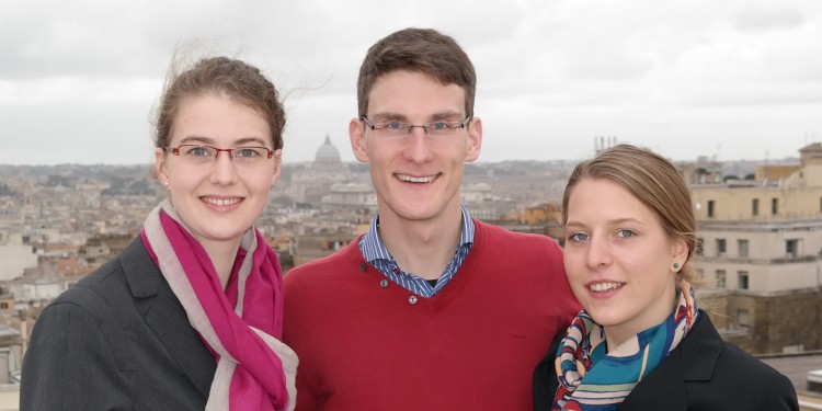 The project team in Rome (from left): Sarah Delere, Tobias and Anna Roth<address>© Münster University – private source</address>
