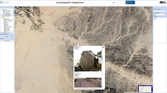 Anyone interested can take a look at various pictures, including rock formations which, as can be seen in this photo, depict cattle.<address>© Münster University/W.A.D.I.; screenshot</address>