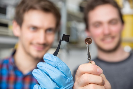 Die Nanochips, an deren Entwicklung die Forscher arbeiten, sind ungefähr so groß wie ein Ein-Cent-Stück.<address>© WWU - Peter Leßmann</address>