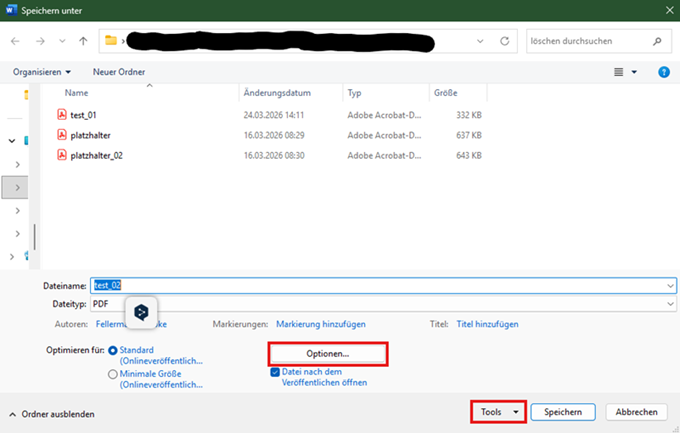 Word "Speichern unter"