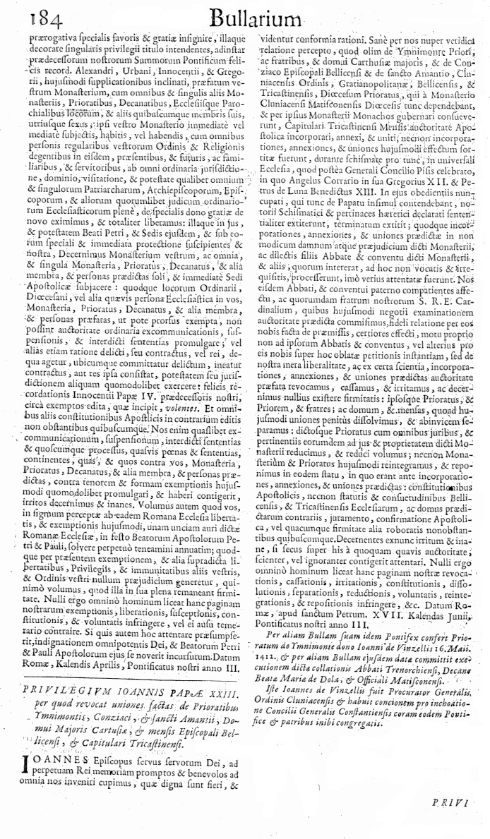   Bullarium Cluniacense p. 184     ⇒ Index privilegiorum    