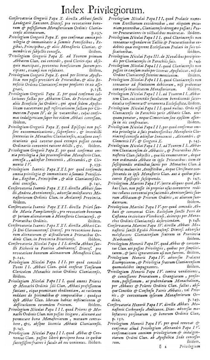   Bullarium Cluniacense p. A13     ⇒ Index privilegiorum    