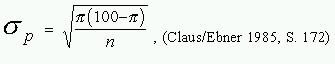 Standardfehler des Prozentparameters in der Grundgesamtheit