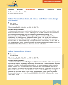 Ankündigungstexte des bundesweiten Vorlesetags aus dem Jahr 2020
