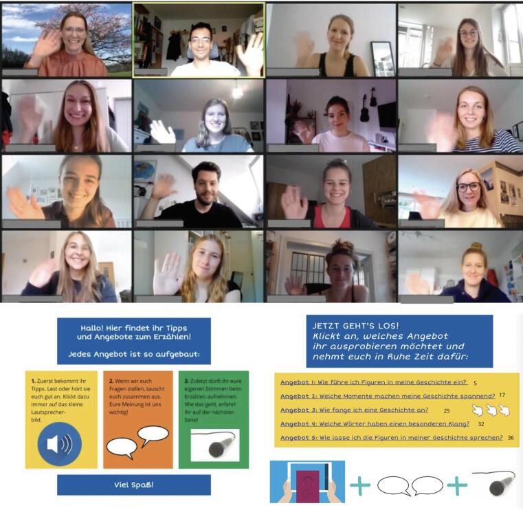 Bildercollage mit Teilnehmern der Digitalen Erzählwerkstatt