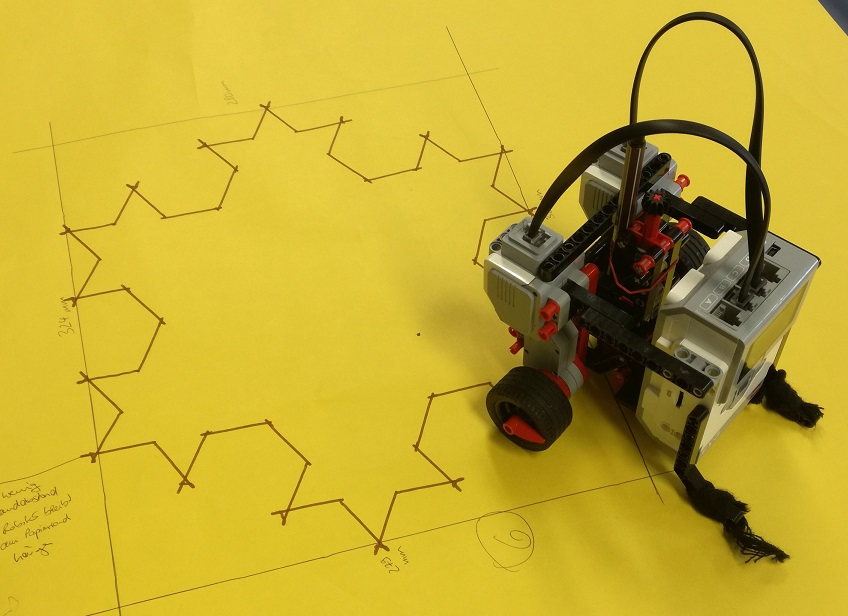 A lego robot that draws the Koch curve