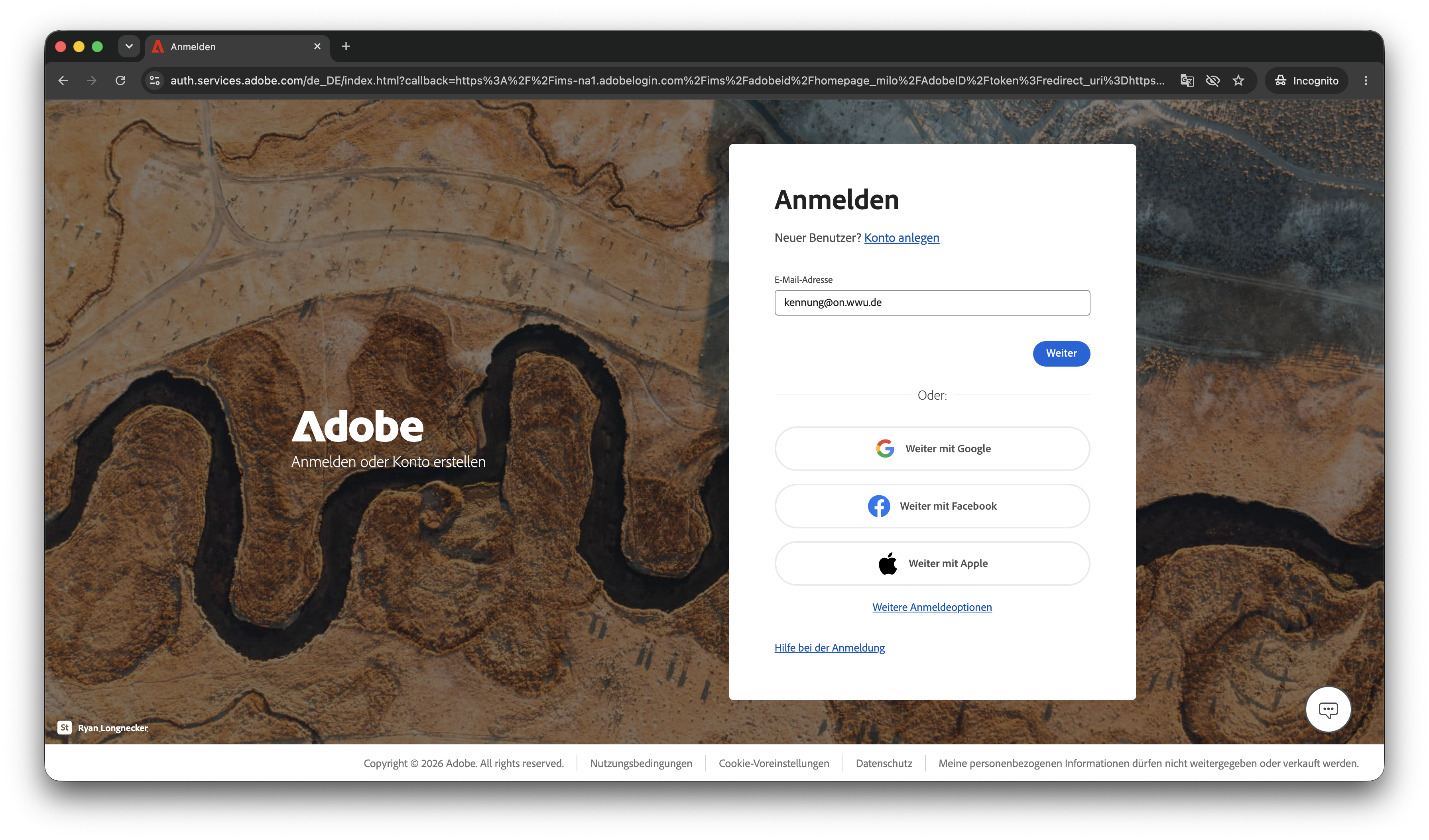 2. Bei Adobe anmelden (Entra)