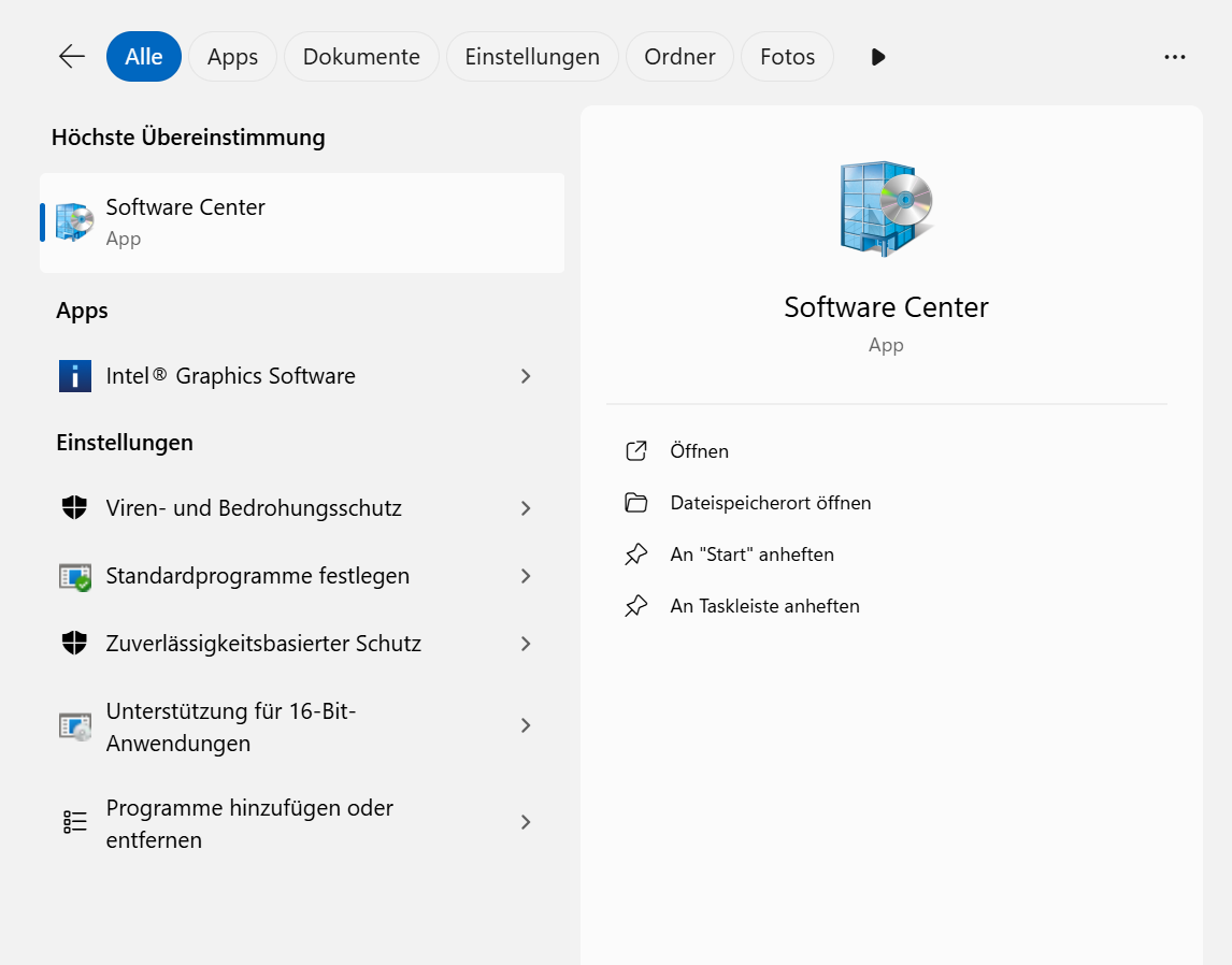 1. Softwarecenter starten