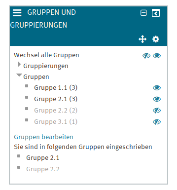 Darstellung des Gruppen und Gruppierungen Blocks