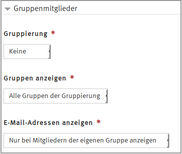 Ausschnitt aus den Einstellungen von der Ressource Gruppenmitglieder