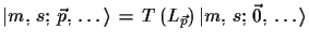$\displaystyle \ensuremath{\vert m,\,s;\,\vec{p},\,\dots\rangle}\,=\,T\,(L_{\vec{p}})\, \ensuremath{\vert m,\,s;\,\vec{0},\,\dots\rangle}$