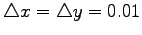 $ \triangle x=\triangle y=0.01$