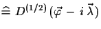 $\displaystyle \widehat{=} \,\,
 D^{(1/2)}\,(\vec{\varphi}\,-\,i\,\vec{\lambda}\,)$