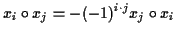 $\displaystyle x_i \circ x_j = -(-1)^{i\cdot j}x_j \circ x_i$