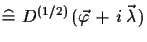 $\displaystyle \widehat{=}
 \,\,D^{(1/2)}\,(\vec{\varphi}\,+\,i\,\vec{\lambda}\,)$