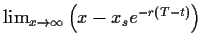 $\lim_{x\rightarrow \infty} \left(x-x_se^{-r (T-t)}\right)$