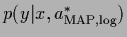 $p(y\vert x,a^*_{\rm MAP,log})$