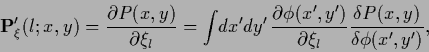 \begin{displaymath}
{\bf P}^\prime_\xi (l;x,y)
= \frac{\partial P(x,y)}{\partia...
...i_l}
\frac{\delta P(x,y)}{\delta \phi (x^\prime ,y^\prime )}
,
\end{displaymath}