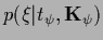 $p(\xi\vert t_\psi,{{\bf K}}_\psi)$