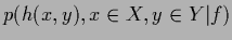 $p(h(x,y),x\in X,y\in Y\vert f)$