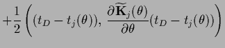 $\displaystyle +\frac{1}{2} \left((t_D-t_j(\theta)),\,
\frac{\partial \widetilde {\bf K}_{j}(\theta)}
{\partial \theta}(t_D-t_j(\theta))\right)$