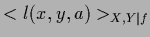 $\displaystyle < l(x,y,a) >_{X,Y\vert f}$