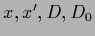 $x,x^\prime,D,D_0$