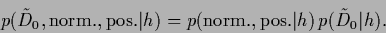 \begin{displaymath}
p(\tilde D_0,{\rm norm.,pos.}\vert{h})
=
p({\rm norm.,pos.}\vert{h})
\, p(\tilde D_0 \vert {h})
.
\end{displaymath}