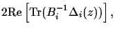 $\displaystyle 2 {\rm Re}\left[{\rm Tr} (B_i^{-1}\Delta_{i}(z))\right]
,$