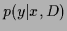 $p(y\vert x,D)$